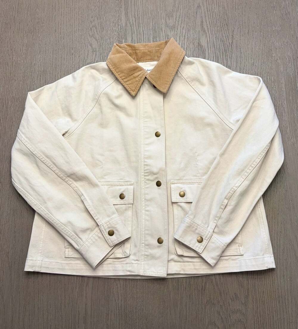NWOT Madewell The Billie Short Jacket Size M Cream Corduroy Collar Barn - Picture 3 of 15